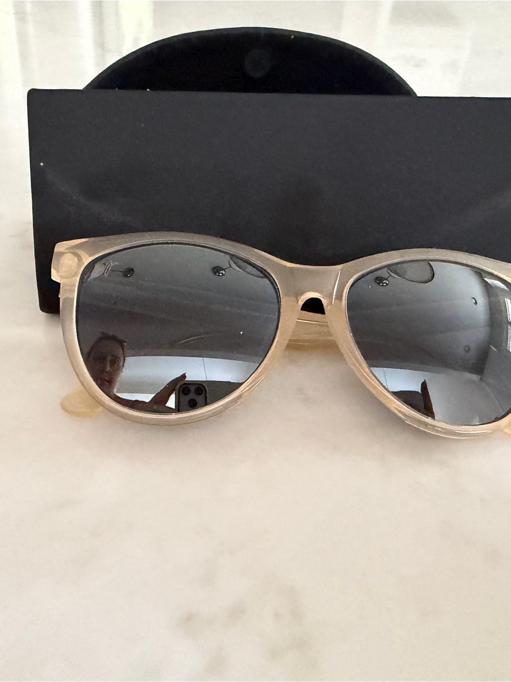 Maui Jim Women's Translucent Beige Frame Sunglasses with Gray Mirrored Lenses